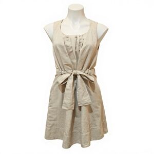 Anna Molinari Waist Tie Sleeveless Linen Blend Dress with Pockets